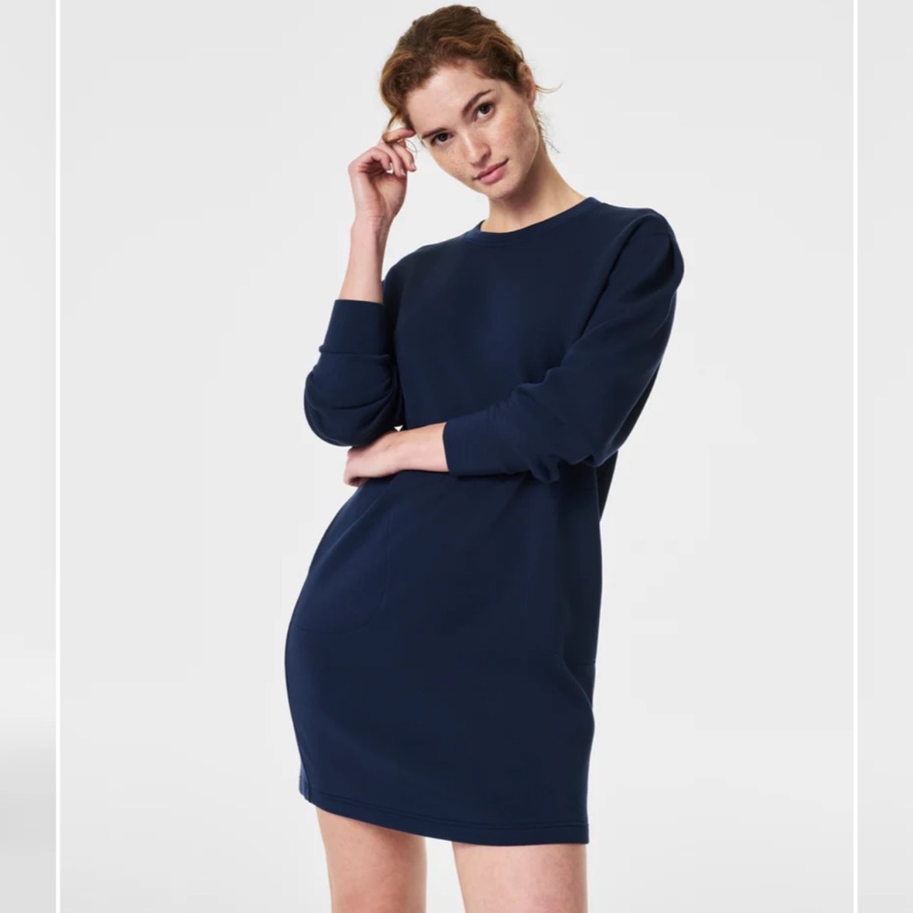 NWT Spanx AirEssentials Crewneck Dress Navy Blue small